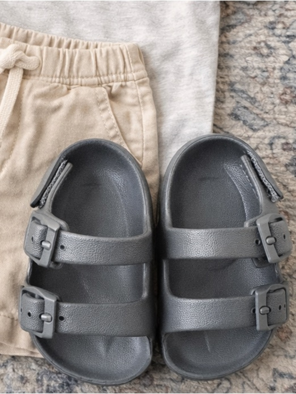 Gray Toddler Sandals Size 7 Double Strap Buckle Summer Shoes